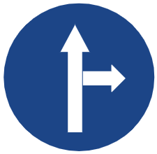 Symbol image of "Compulsory Ahead or Turn Right" sign