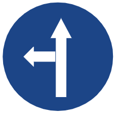 Symbol image of "Compulsory Ahead or Turn Left" sign