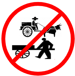 Mandatory or Regulatory road  Signs or traffic signs - Bullock and Hand Cart Prohibited || symbolic image of "Bullock and Hand Cart Prohibited" Sign