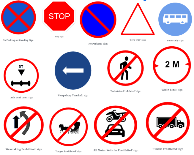 Mandatory or Regulatory Signs