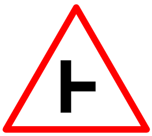 Cautionary or Warning road  Signs or traffic signs - Side Road Right || symbolic image of "Side Road Right" Sign