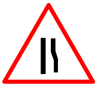 Reduced Carriageway sign