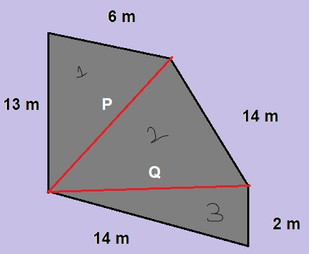 Irregular pentagonal shaped lands - area calculation